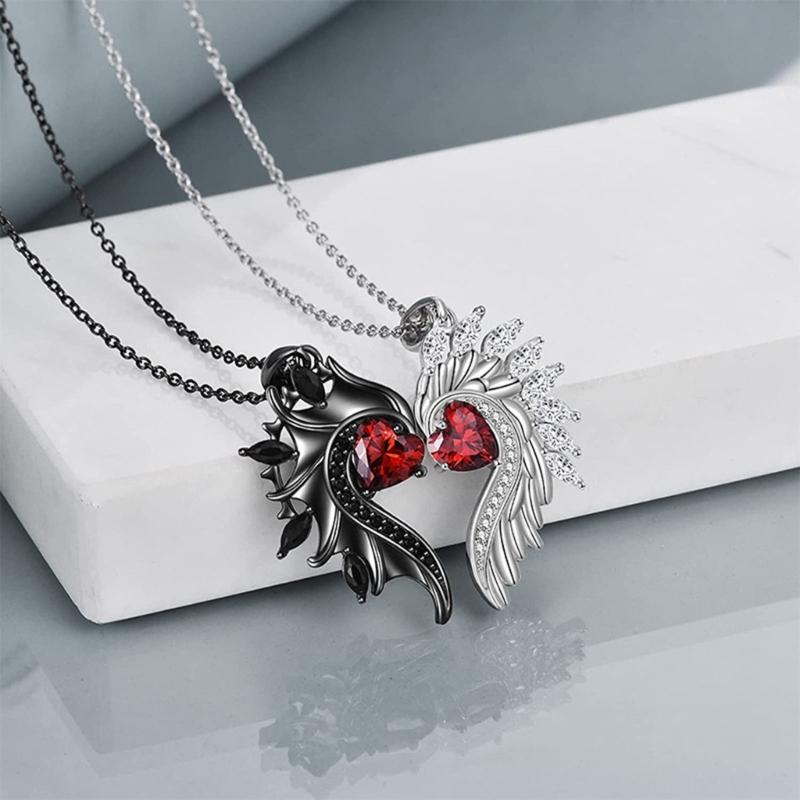 Pendant Necklace Women Angel Devil Wing Shaped Pendant Necklaces Fashion Party Jewelry Alloy Material for Women Girls