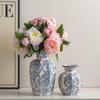 Vintage Blue & White Porcelain Ceramic Vase for Home Flower Arrangement