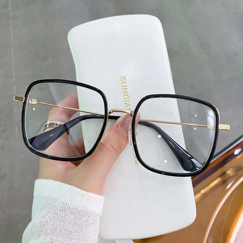 

Fashion Anti-blue Light Myopia Glasses Classic Luxury Unisex Minus Diopter Eyeglasses Men Women Large Frame Eyewear 0 To -6.0 -1.5 чёрный