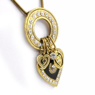 [C7660] - Designer Necklace 'Love Queen' Black Gold