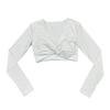 Long Sleeve Workout Tops for Women Twist Front Deep V Neck Cropped Athletic Top Yoga Pilates Gym Outfit