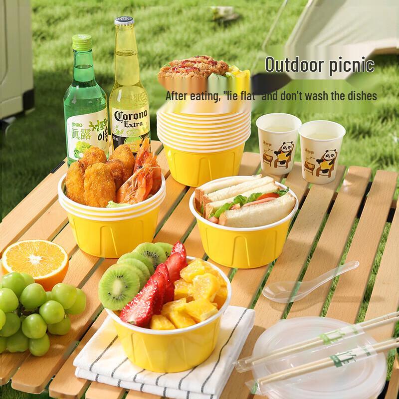 MARYYA Disposable Round Food Containers with Lids, 500ml, 30 Sets