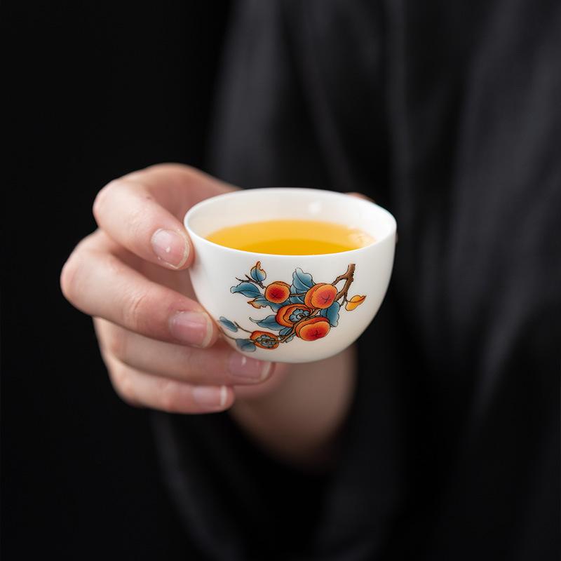 Suet Jade White Porcelain Ice Seed Cup Jade Porcelain Single Cup Set Kung Fu Meditation Cup Master Cup Personal Tea Cup