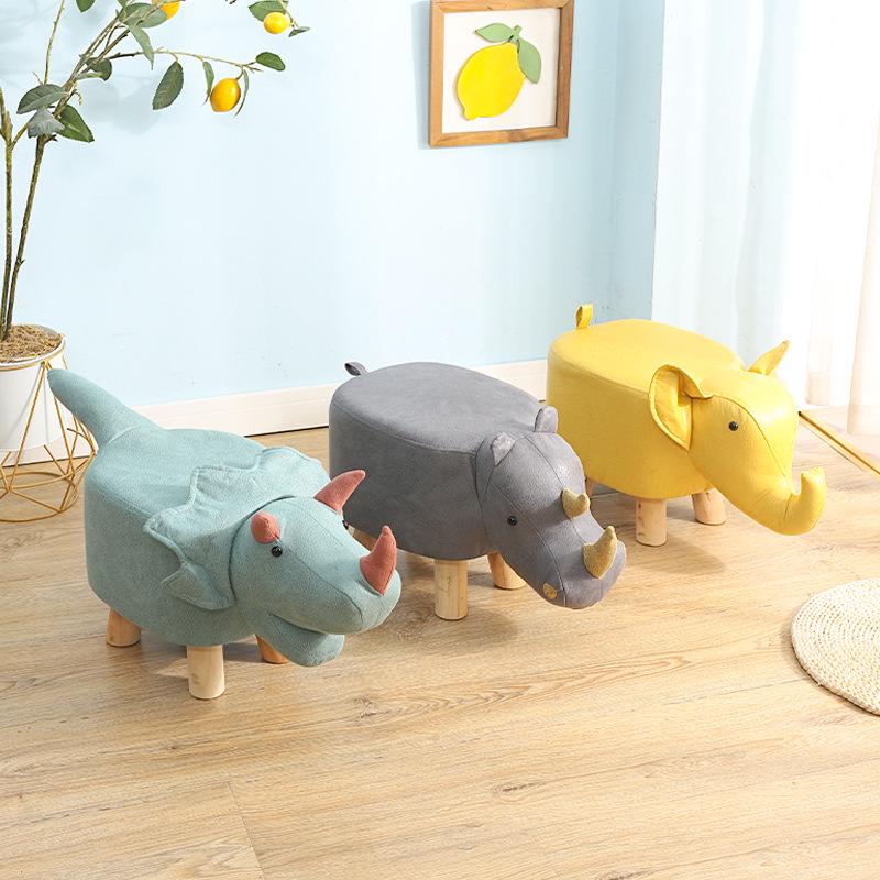 Children's Solid Wood Elephant Stool - Cute, Creative, Cartoon Animal Design for Home and Shoe Changing