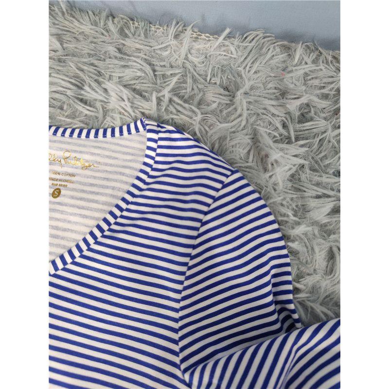 Foreign Trade Order Li's Casual All-matching Stripe Cotton Comfortable 3/4 Sleeve Round Neck Slimming Color Matching New Dress Women