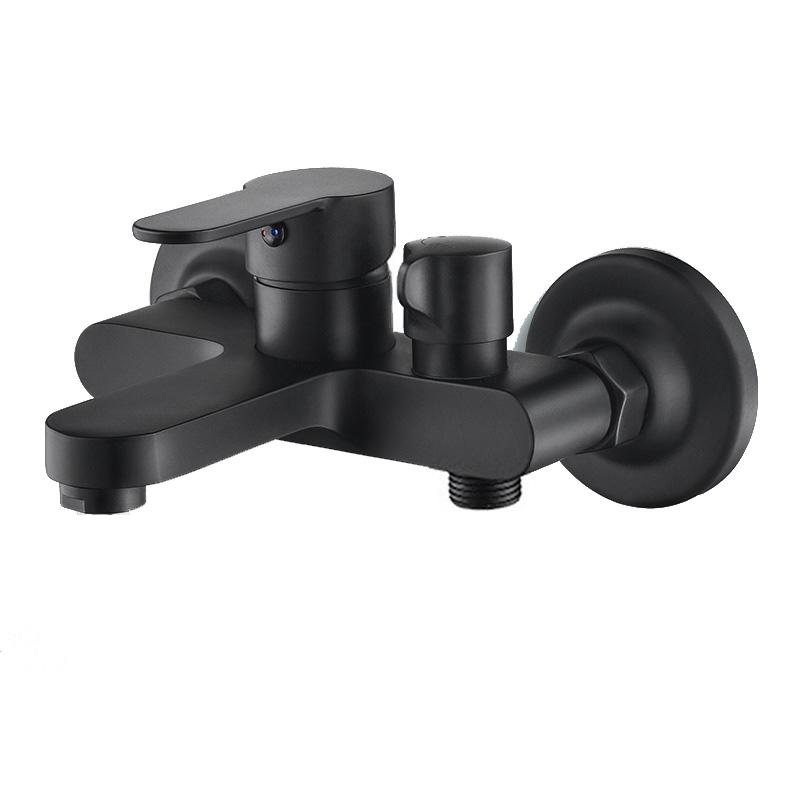 BAKALA Rubinetto per doccia da bagno in ottone nero, rubinetto per vasca, miscelatore con doccetta manuale, set doccia nero a parete