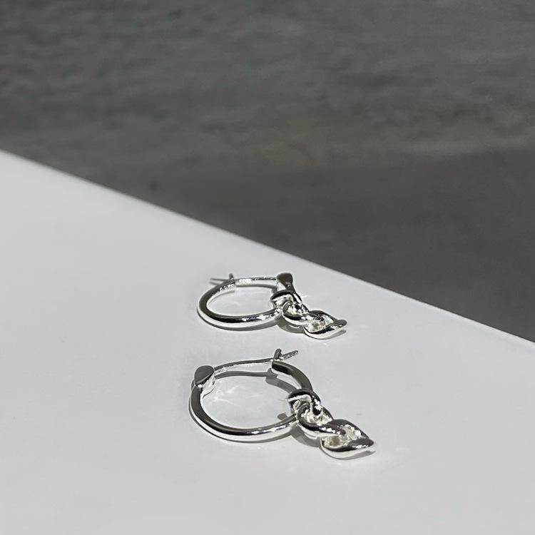 Geometric S925 Sterling Silver Chain Earrings - Personalized Cool Style for Women with Niche Design Temperament