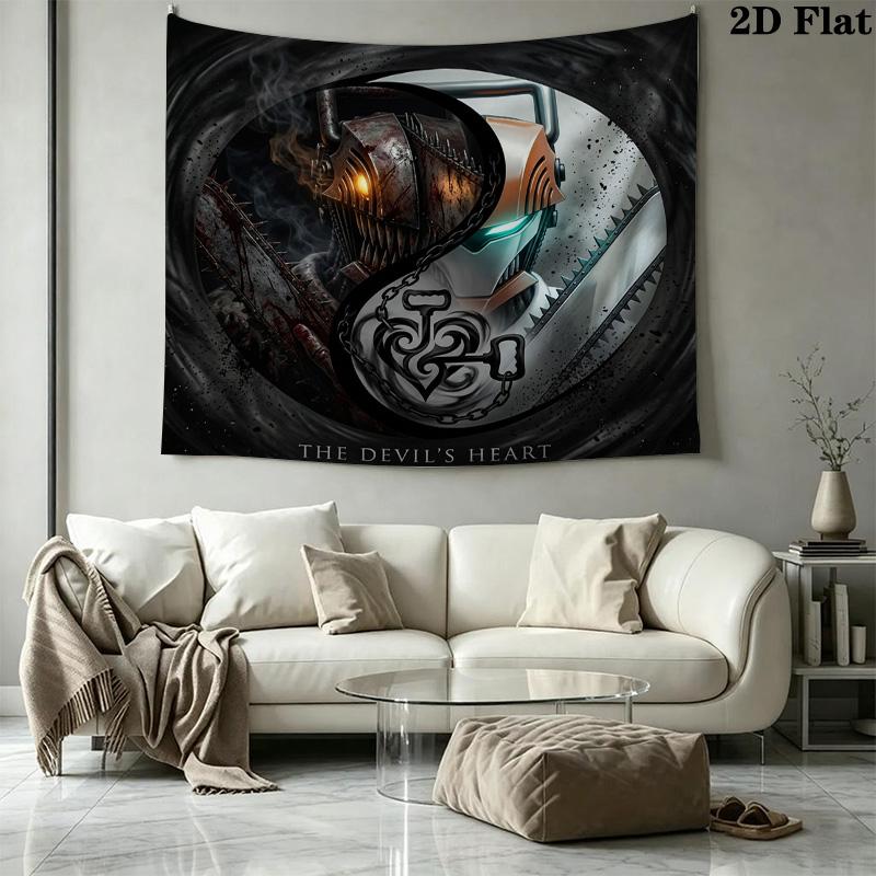 Chainsaw Man Wall Tapestry Aesthetic Wall Hanging Printed Fabric Blanket Decorative Tapestries For Bedroom Living Room Home Decor