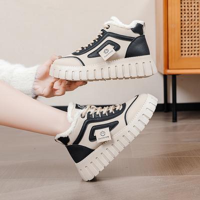 Winter New Ins Velvet Cotton Shoes Student High-top Casual Warm Shoes