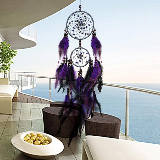 Home Cafe Car Hanging Decoration Natural Feathers Dream Catcher Wall Ornament