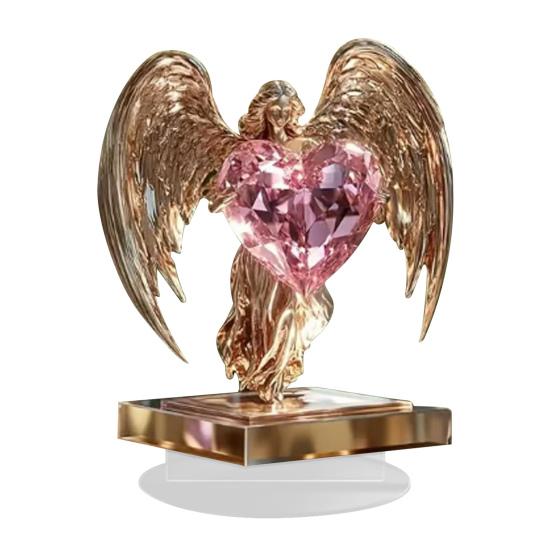 2D Acrylic Jesus Nativity Ornament Angel Wing Table Sign with Base Home Office Desktop Bookshelf Religious Christmas Decoration