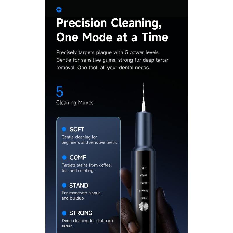 Dental calculus removal tool, ultrasonic scaler, tooth whitening device, electric tooth washer