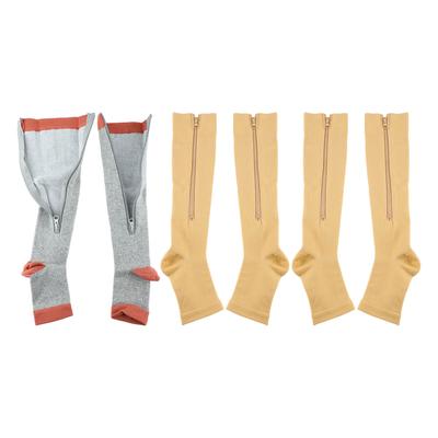 3Pairs Zipper Compression Socks Breathable Open Toe Over The Calf Sports Compression Socks for Men