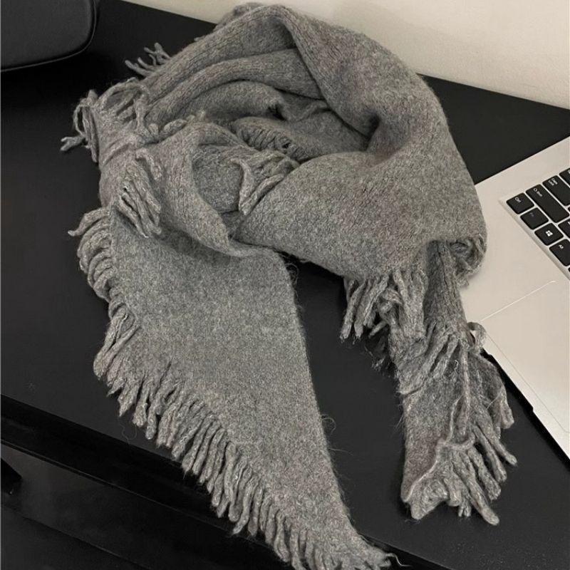Korean Niche Tassel Triangle Shawl for Women - Versatile, Warm Autumn Winter Scarf