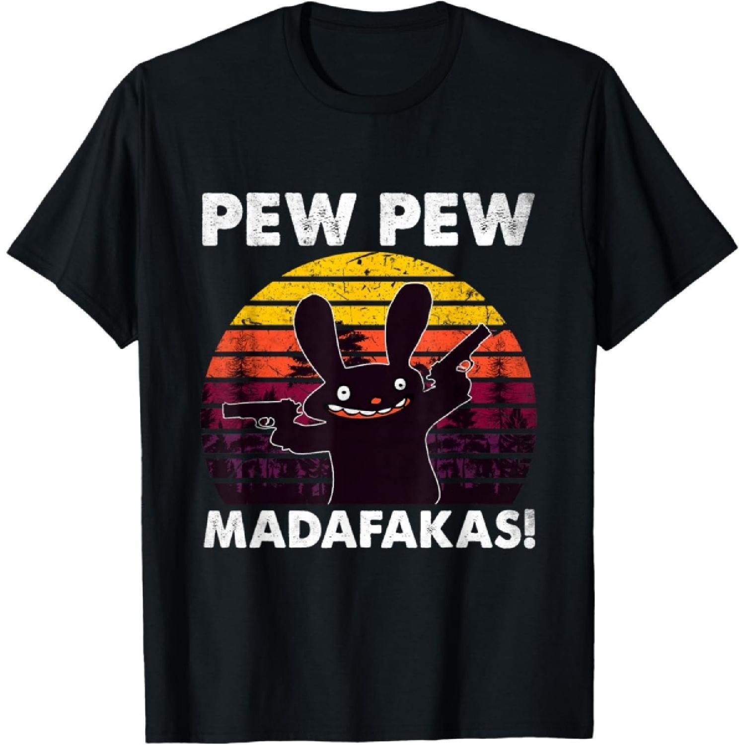 Bunny Crazy Rabbit Pew Pew Madafakas T-Shirt S