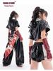 Trendy Jazz Dance Costume: Shiny Jacket and Pants Suit for Girls - Perfect for Street Dance Performances.