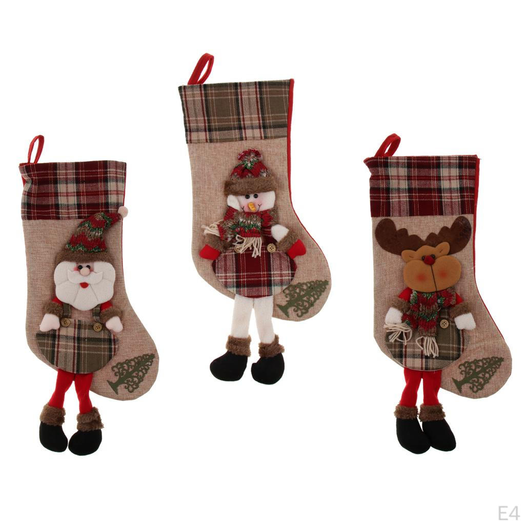 Santa Claus Snowman Elk Bottom Plaid Candy Bag Decoration