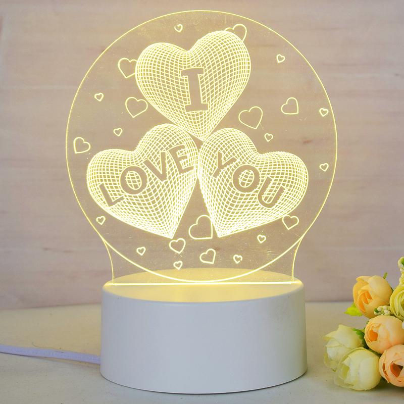 Customize Acrylic 3D Illusion LED Warm White Night Light for Living Room Kids Bedroom Decorative Lamp with USB Power