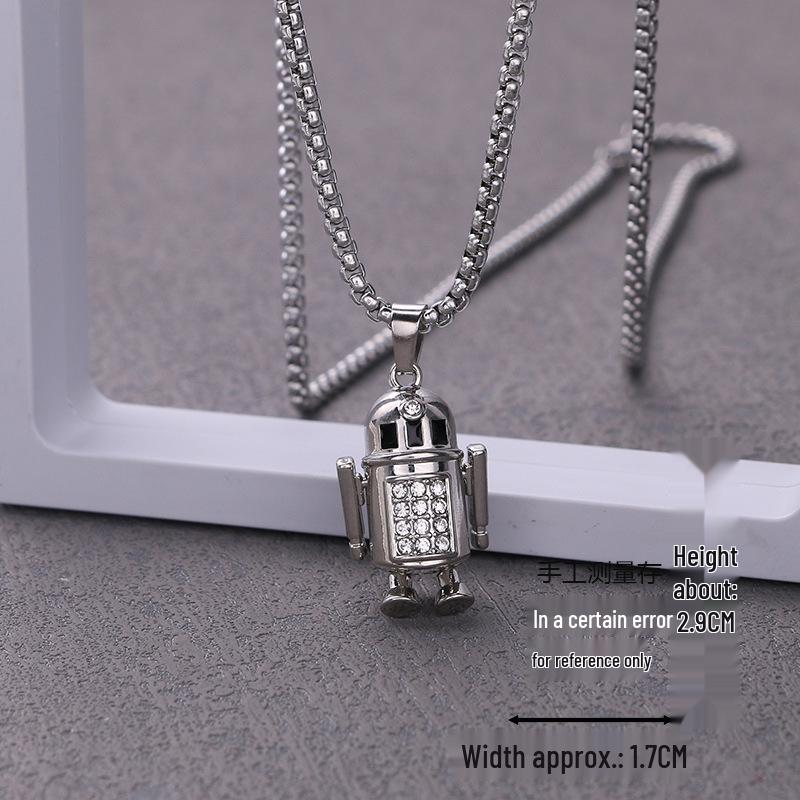 Trendy Cross-Border Rhinestone Pendant Necklace: Unisex Hip-Hop Style Stainless Steel Chain.