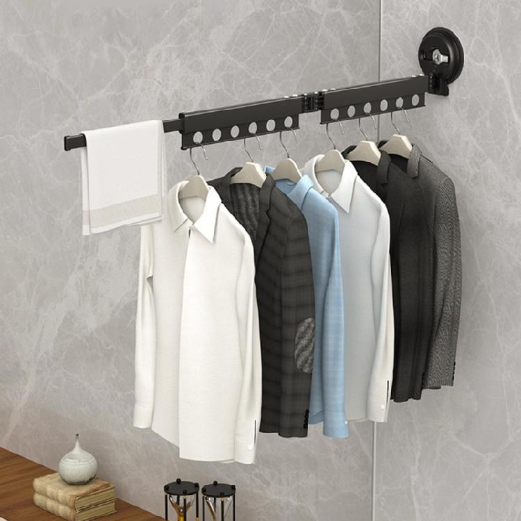 Wall Mounted Clothes Rack Hanging Rail Rod Wardrobe Hooks for Bathroom Balcony