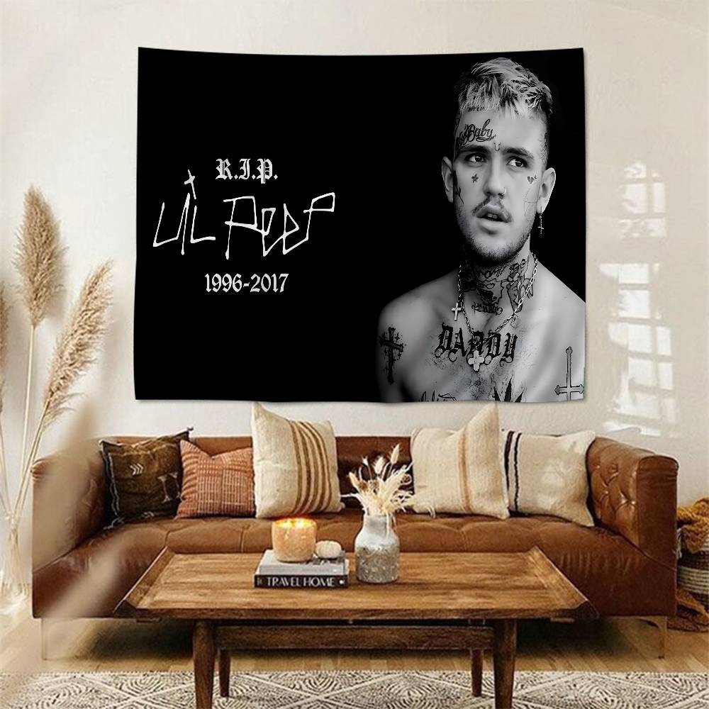Hip Hop Rapper LLil PPeep Wandteppich Hippie Wandbehang Böhmische Wandteppiche Mandala Wandbehang Tücher