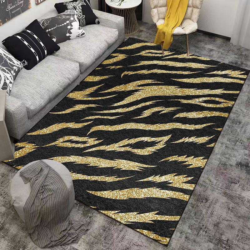 Gold Glitter Zebra Stripe Carpet Non-slip Rug Suitable for Living Room and Bedroom Sofas