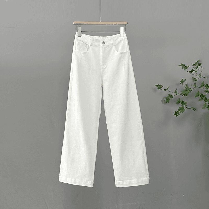 2026 Spring Korean-Style High-Waisted Slimming Loose Plus Size Straight-Leg Trousers