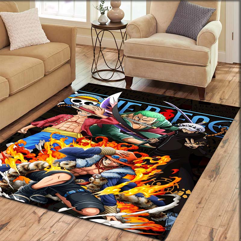 One Piece Straw Hat Pirates Square Floor Mat Living Room Bedroom Decor,Cartoon Welcome Mat