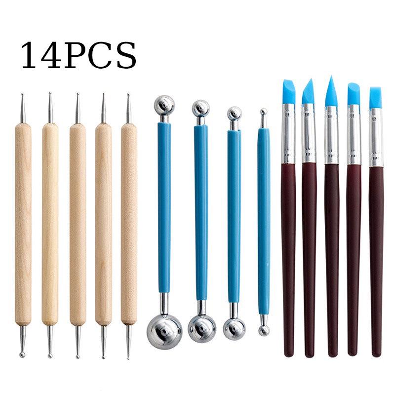 

Набор из 14 предметов для лепки из глины и керамики со силиконовыми ручками для оттисков