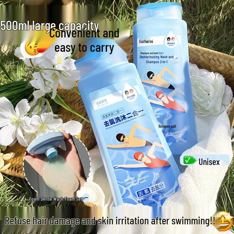2-in-1 Dechlorinating Shampoo & Body Wash with Amino Acids - Unisex Family Size, Light Fragrance