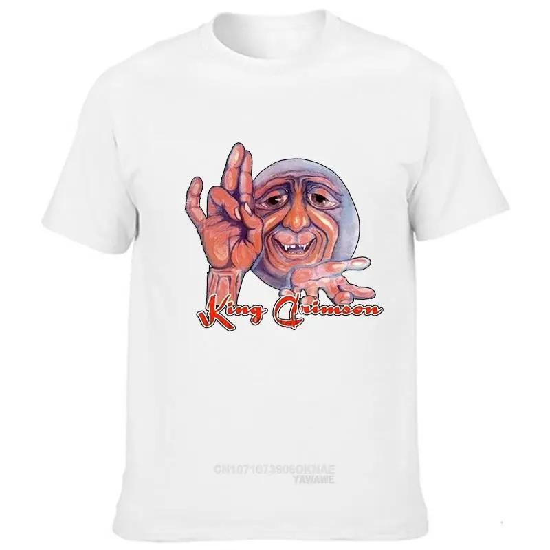 

Футболка King Crimson English, летняя, с коротким рукавом и круглым вырезом, мужская, черно-белая, с графическим рисунком, в стиле хип-хоп, уличная одежда Ropa Hombre L белый