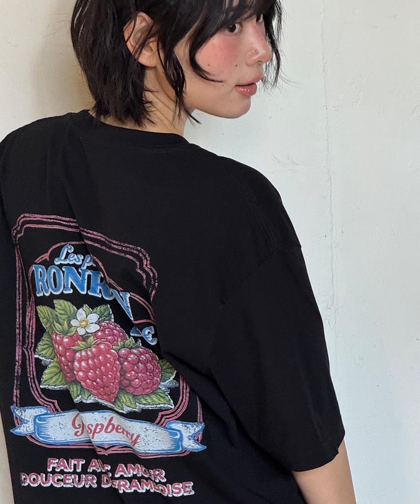 RONRON Vintage Raspberry Over Fit T Shirt Black