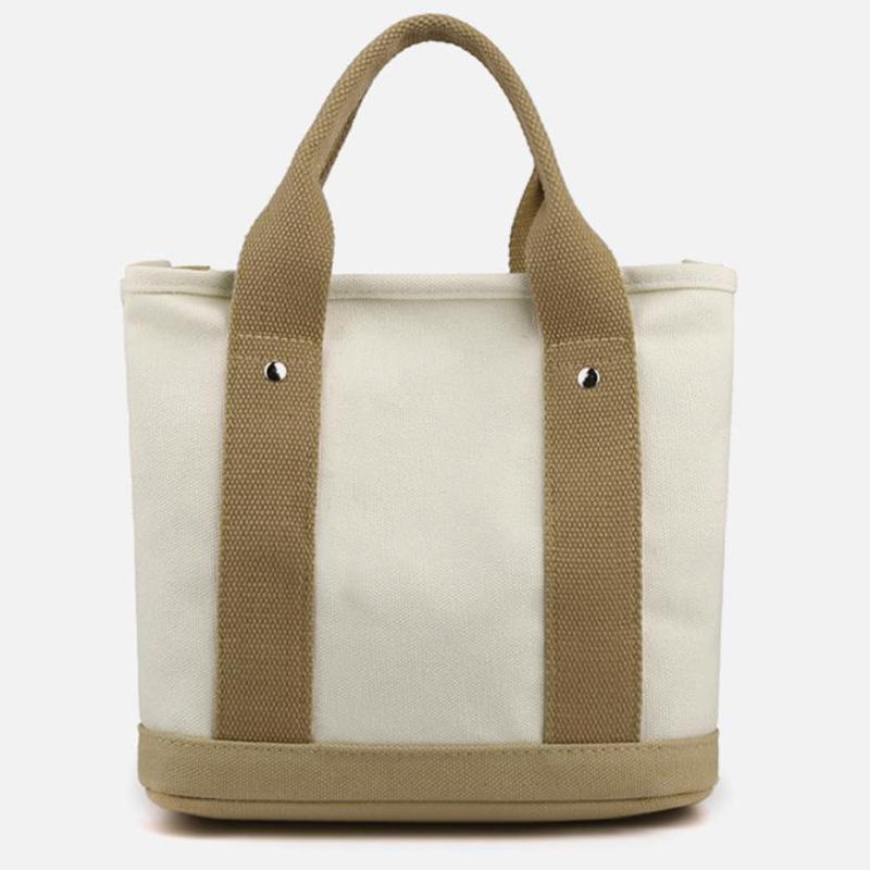 Canvas-Einkaufstasche, tragbare, große Kapazität, Freizeit-Mittagessen, Bento-Beuteltasche, mehrfach unterteilte Handtasche