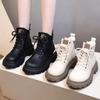 New Women's Ankle Boots Soft Leather Anti Slip Short Boots Thick Bottom Winter UK Lace Comfortable Platform Fashion Boots