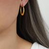Gold-Plated French Hammered U-Shaped Titanium Steel Hollow Earrings