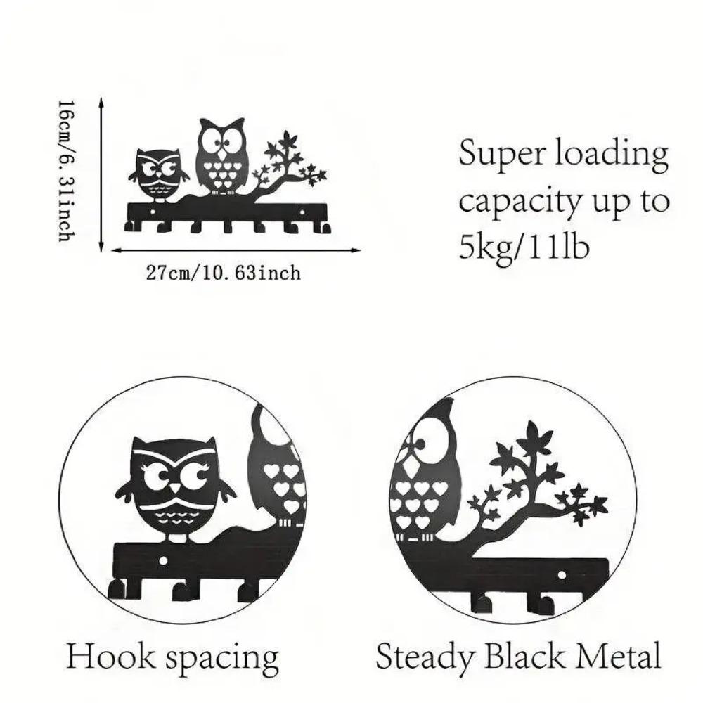 Многофункциональный держатель для ключей из металла в форме совы – настенные железные — фото 3