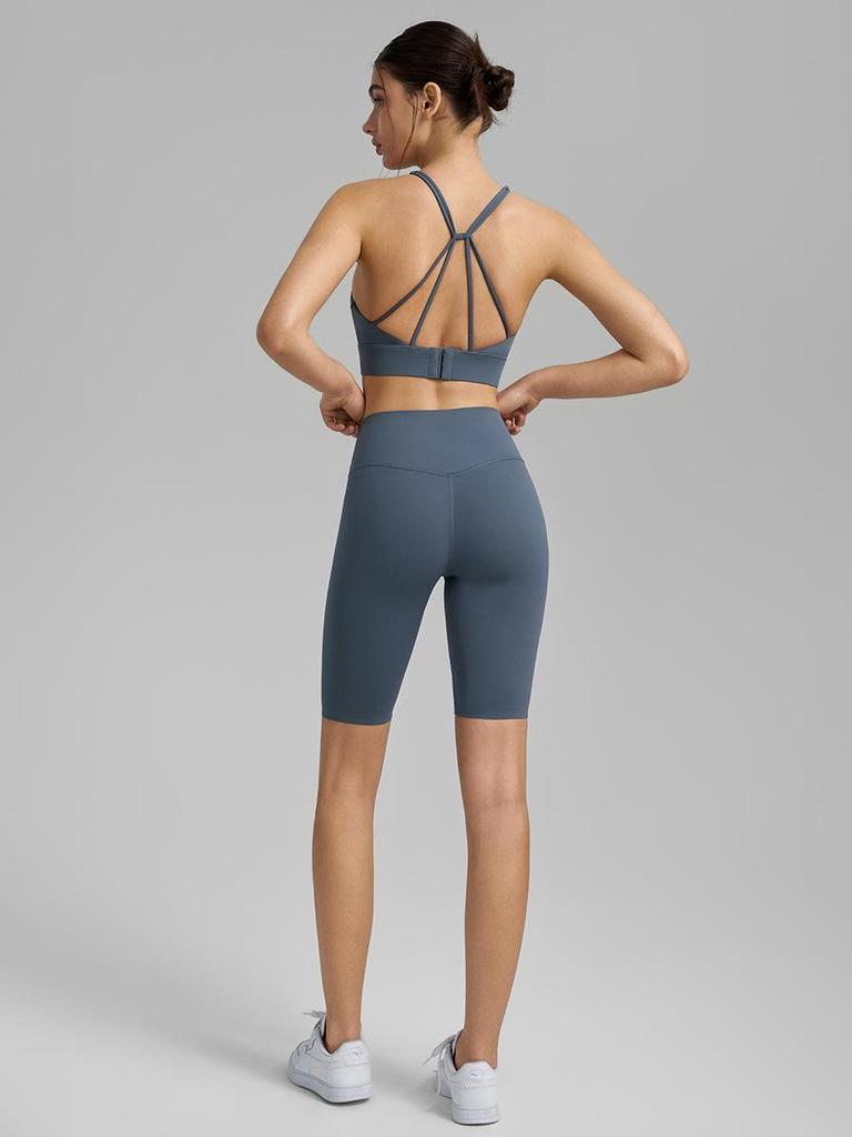 Autumn 2025 Women's Two-Piece Fitness Set: Lycra Yoga Capris & Sports Bra