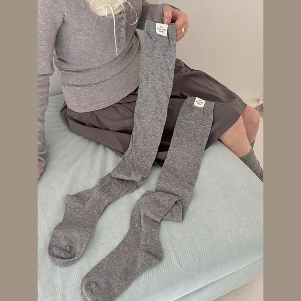 

1Pair New Knitted Mesh Thigh High Socks Breathable Solid Color Calf Socks Anti-Slip Over Knee Socks Women One Size