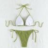 Trend Print Neck Sling Sexy Swimsuit Women's Lace-up Split Swimsuit