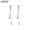 CIAXY Silver Color Star Studs Earrings for Women Super Fairy Tassel Ear Chain 2022 Simple Delicate  Jewelry