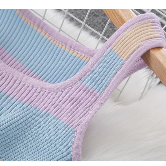 Summer Women Elegant Sleeveless Striped Knitted Sweater Slim Bodycon Sheath Pullover Dresses