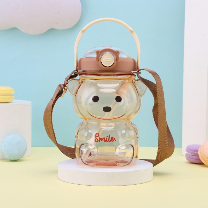 Cute Bear Cup Various Modes of 1000ml Tumbler With Straw Water Bottle For Girl Kid Outdoor Drinking Kettle Large Capacity Sports Portable Water Cup