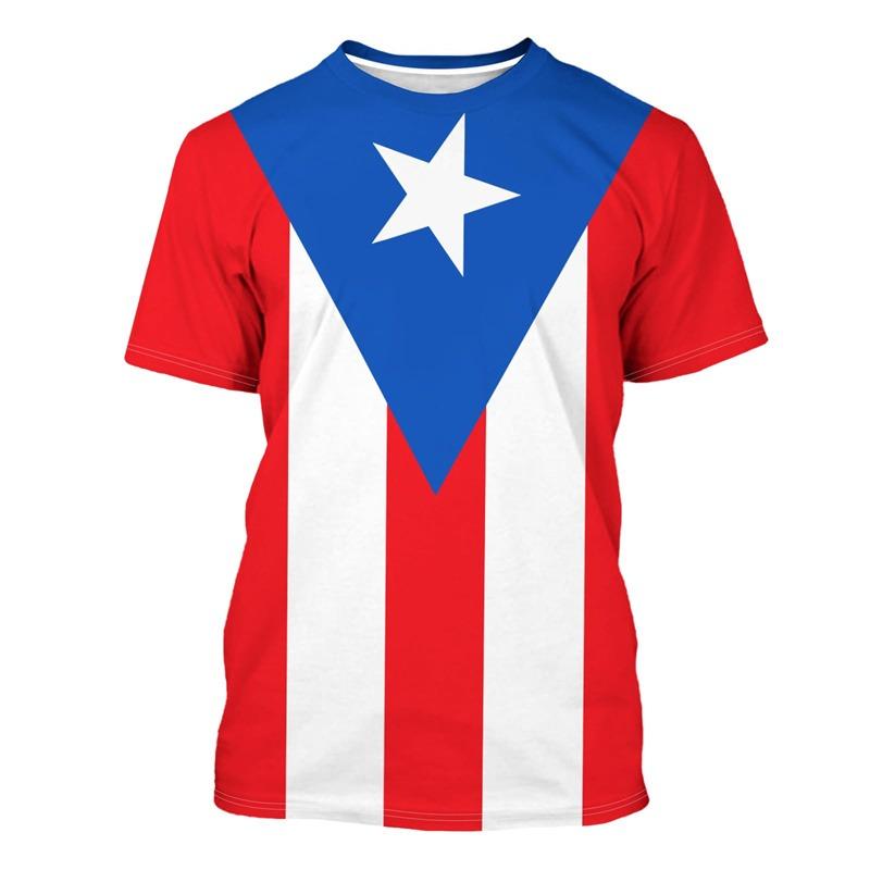 

Футболка с рисунком флага Пуэрто-Рико для мужчин, лягушка, национальная эмблема, 3D-принт, футболки с коротким рукавом, летние уличные свободные топы, футболки с круглым вырезом 6XL