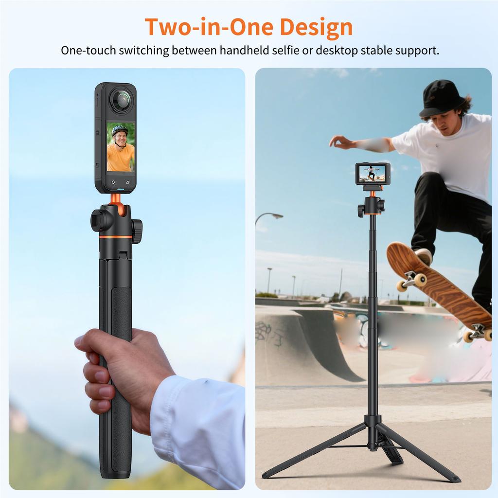 Tripod Selfie Stick Quick Release Extendable Lightweight Portable for Action Camera Video Recording