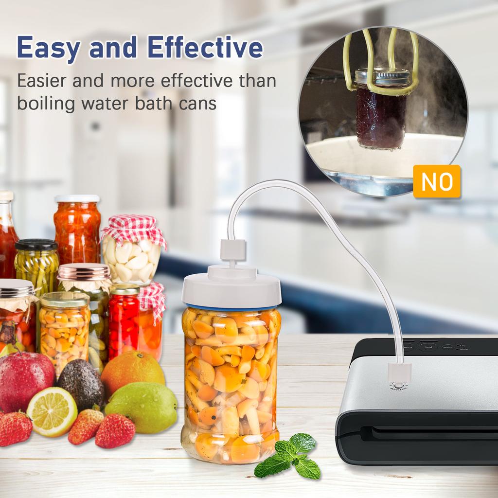 Mason Jar Vacuum Sealer Vacuum Sealing Kit with Hose Jar Opener Manual Vacuum Pump for Wide Regular
