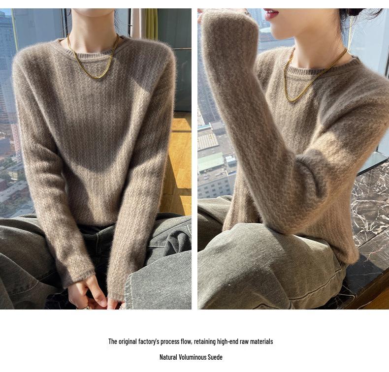 Women's Soft Wool Sweater: Cozy, Loose-Fit, Long-Sleeve, Round Neck - Perfect as a Thick Base Layer for Fall and Winter