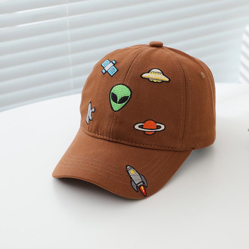 Children's Alien Embroidery Duckbill Cap - Spring/Autumn Korean Cartoon Style Hat for Boys and Girls