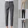 Men Suit Pants Solid Color Classic Slim Fit Straight Pattern Mid Waist Business Trousers Office Clothes