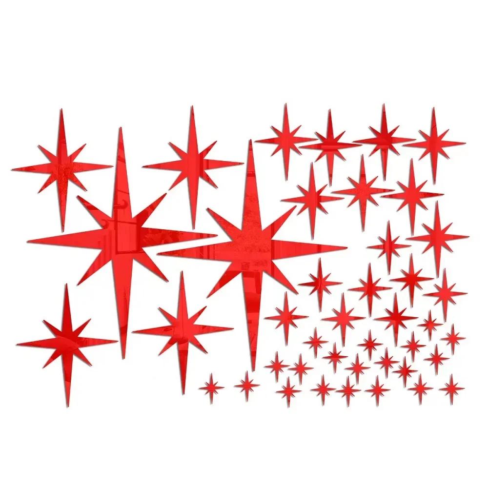 82 Pcs Acrylic Removable Mirror Wall Stickers With 3D Stars Suitable For Home Bedroom Living Room Children's Room Decoration
