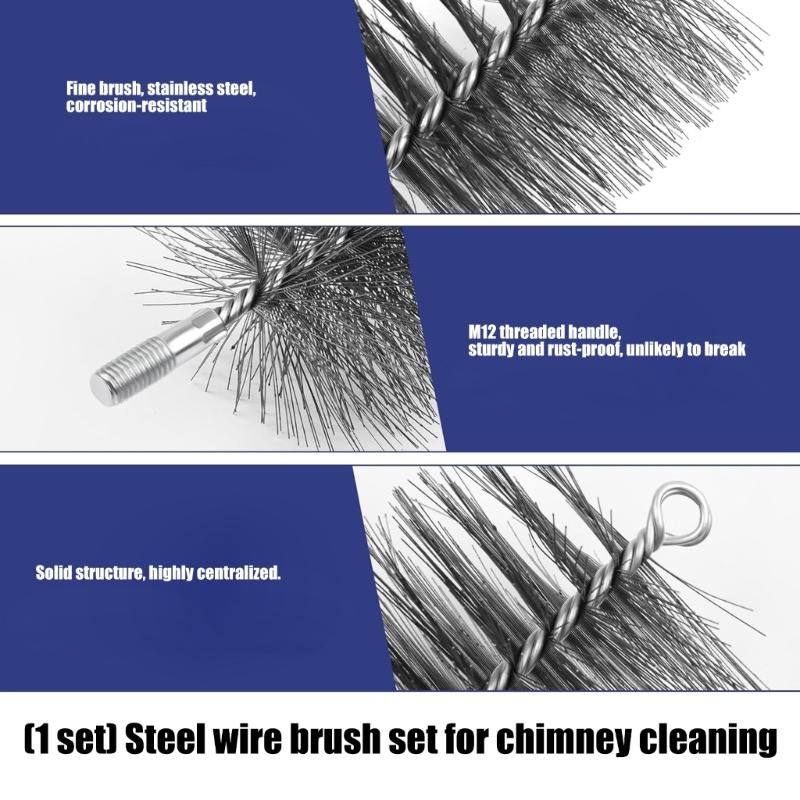 Profesionální drátěný kartáč na čištění komínů Čisticí nástroje pro krby Sada drátěných kartáčů do trubek z uhlíkové oceli Snadné použití